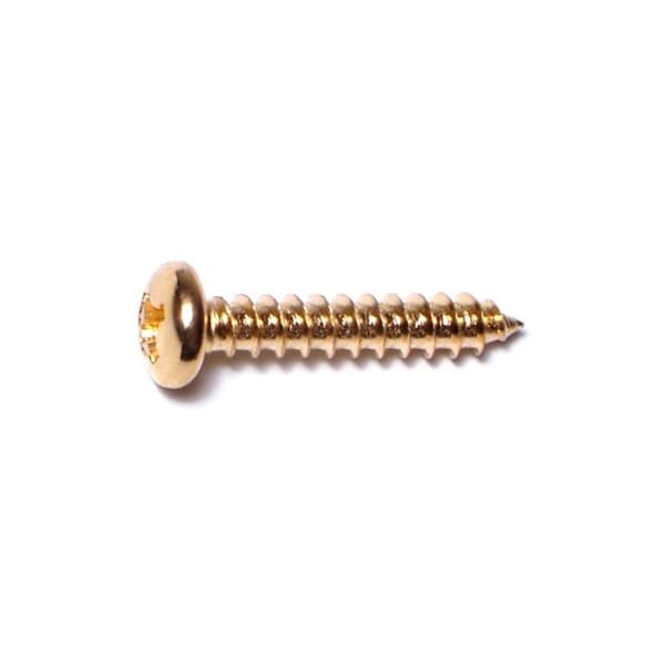 Midwest Fastener Sheet Metal Screw, #6 x 3/4 in, Brass Plated Steel Pan Head Phillips Drive, 50 PK 64142 - main